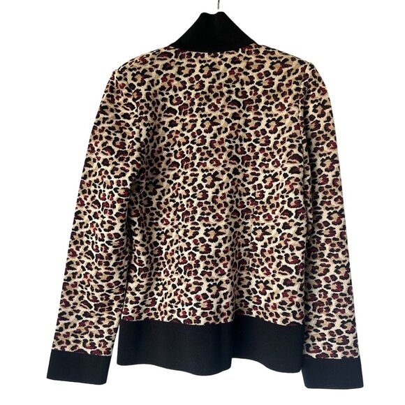 Vintage Misook Animal Print Jacket Full Zip Leopard Cheetah Sweater  Size Small - Picture 3 of 7